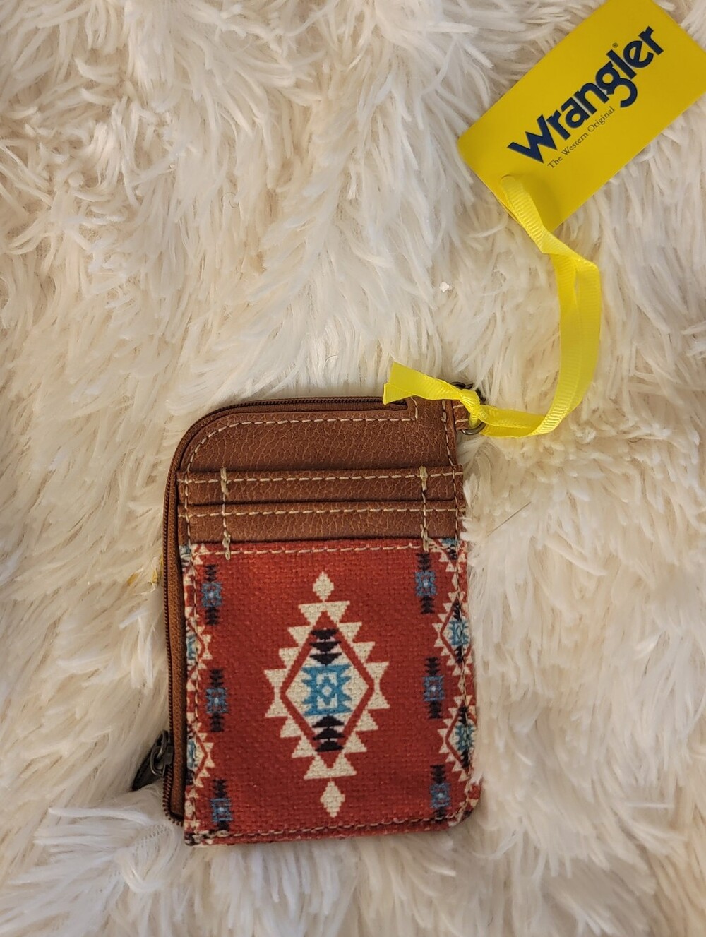🆕️👛 WRANGLER MINI ZIPPER CARDHOLDER, Red/Turqouise